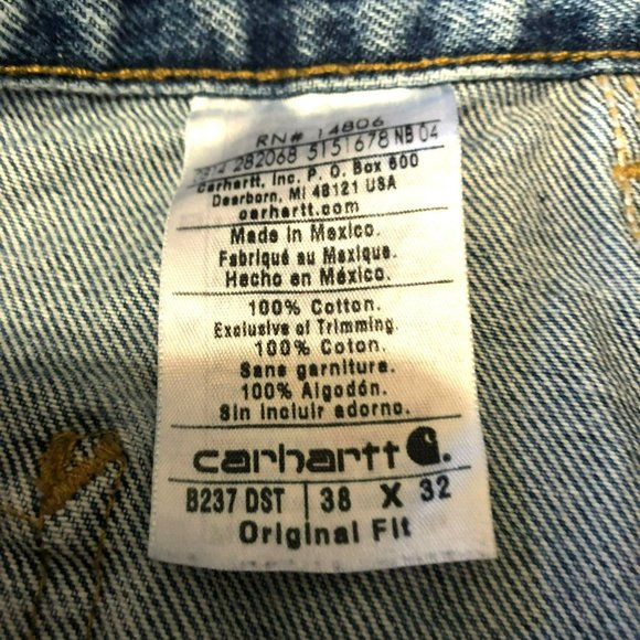 CARHARTT CARPENTER JEANS SIZE 38 X 32 BLUE ORIGINAL FIT WORKWEAR STREETWEAR MENS - Picture 4 of 4